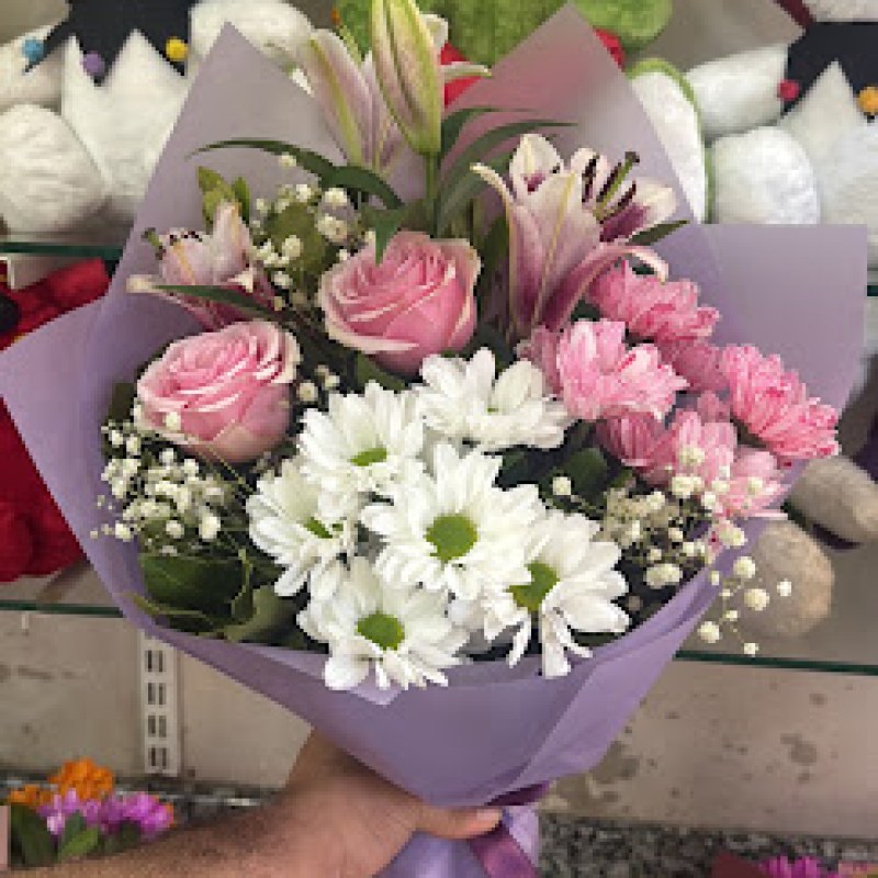 Pembe Mor Karışık Buket