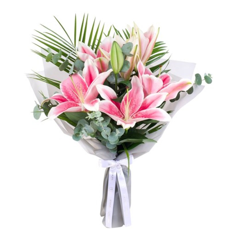 Pembe Stargazer Lilyum Buketi